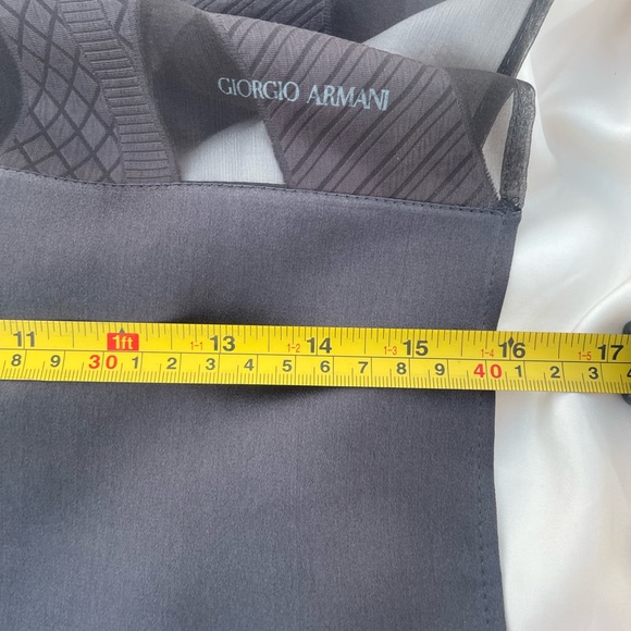 GIORGIO ARMANI Gun Black Gray Satin Silk Italy Light Charcoal Rectangular Scarf - Picture 12 of 16